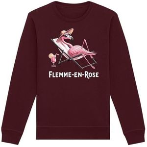 Sweatshirt Flemme in Roze, uniseks, bedrukt in Frankrijk, 100% biologisch katoen, cadeau voor verjaardagsdieren, origineel grappig, Bordeaux, M
