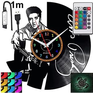Elvis Presley RGB LED Pilot Wandklok voor Afstandsbediening Vinyl Record Modern Decoratief als Verjaardagscadeau Klok