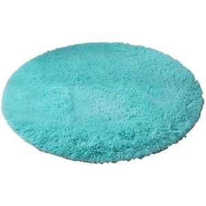 Vloerbedekking zacht rond tapijt voor slaapkamer moderne pluizige cirkel tapijt voor kinderen meisjes kamer indoor pluche ronde tapijten schattig tapijt (kleur: blauw, maat: 160 cm)