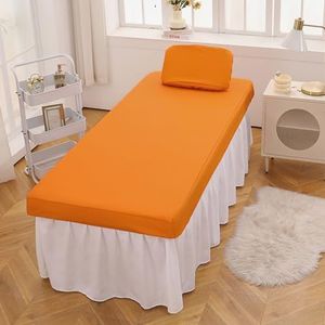 Oranje,75 * 190cm,LDLCYCN Waterdicht Massage Bed Cover PU Leer Oliebestendige Massagetafel Hoeslaken Met Elastische Band All-Round Wrap Spa Bed Cover Voor Enten Wimperbed Massage Schoonheid