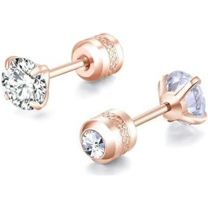 2 Stuks 2-8MM Ronde CZ Crystal Stud Earring Voor Vrouwen Mannen 5 Kleuren Roestvrij Staal Oor Tragus Kraakbeen Piercings Sieraden 20g