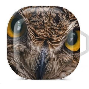 Uil in Drak Oordopjes Hoesje Compatibel met Samsung Hard Shell Beschermhoes Wit-Stijl