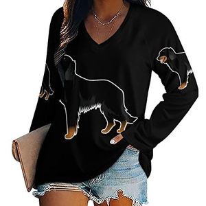 Schotse Setter Hond Nieuwigheid Vrouwen Blouse Tops V-hals Tshirt Voor Legging Lange Mouw Casual Trui