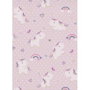Vliesbehang glitter eenhoorns harten sterren roze 13622-10