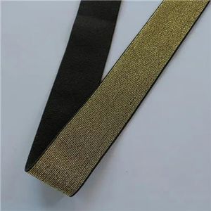 Streep elastische banden 25MM elastisch lint voor hoofddeksels, kleding, tassen, broeken, rubberen banden, doe-het-zelf-naaiaccessoires, 2 meter-zwart goud-25 mm-2 mete