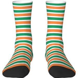 Evengigy Ierse vlag Grappige Sokken Crazy Fashion Cool Gepersonaliseerde Zachte Crew Sokken voor Mannen Vrouwen unisex, Wit, One size