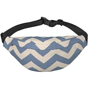 Blauw Beige Streep Gedrukt Fanny Pack Heuptas Met 3-Rits Zakken Heuptas Verstelbare Crossbody Voor Sport Reizen Hardlopen, Zwart, One Size, Zwart, Eén maat