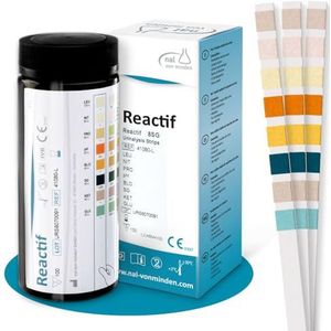 Reactif urine teststrips - 100 stuks - 8 gezondheidsindicatoren: uitgebreide gezondheidstest voor zuur-base evenwicht, ketonen, diabetes, blaasontsteking en meer - urinetest voor thuisgebruik