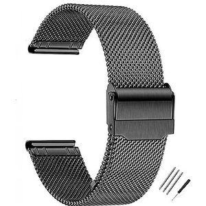 BOLEXA horloge band Horlogeband van roestvrij staal for heren Dames, metalen gaasband, verstelbare lengte - zilver, goud, zwart en roségoudtinten - 12-24 mm horlogeband met snelsluiting Smart Watch-ar