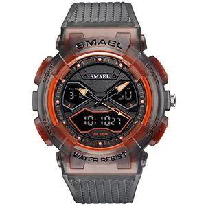 Man Sport Horloge Led Mode Leger Militaire Horloges 50mwaterproof Analoge Analoge Multifunctionele Horloge Digitale Horloges voor Mens, Doorschijnend Grijs Oranje