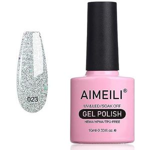 AIMEILI Gel Nagellak UV LED Gellack Soak Off Gel Polish 10ml Glitter - Silver Glitzer Explosion (023)