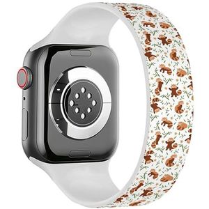 Solo Loop band compatibel met alle series Apple Watch 38/40/41mm (rode panda's bamboe) rekbare siliconen band band accessoire, Siliconen, Geen edelsteen