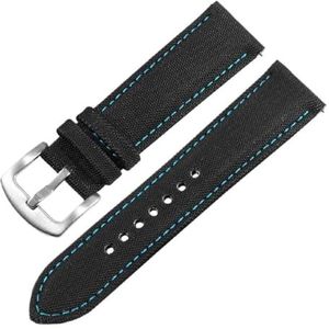 Pgqjfks 18/19/20/21/22/23/24mm Waterdichte Canvas Strap Nylon Armband, Pin Gesp, Blauwe Lijn, 20mm, Nylon