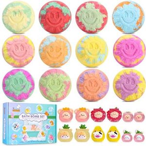 12 stuks badbommen voor kinderen, badbruisballen voor kinderen, verrassend speelgoed binnen, douche-bommen met etherische olie, 12 luxe geuren, schuimbad, kinderidee, cadeau voor peuters