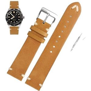 LUGEMA Horlogebanden Compatibel met Oris 65 Replica Lederen Horloge Strap Diving Serie Koper Ring Brons Crown Retro Watch Band Pin Buckle 20 (Color : Light brown-steel, Size : 22mm)