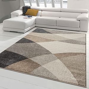 Modern Designer Tapijt 160x230 Cm - Laagpolig Grijs Zwart Wit Woonkamer Tapijt