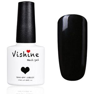 Vishine Gelnagellak, semi-permanent, gel, UV, LED, soak off, manicure, 10 ml, zwart, 1348