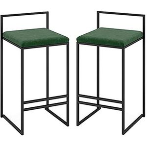 Thuis barkruk fluwelen tegenkrukken set van 2-26/30 inch keuken eiland teller bar hoge stoel met lage rug en voetsteun, zwart stalen buisframe (kleur: grün, maat: 75 cm)