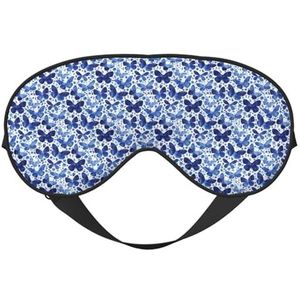 Blauwe Vlinders Print Zacht Oogmasker Gunstig Blok Licht Nap Nachtgebruik Reizen Camping Meditatie Yoga