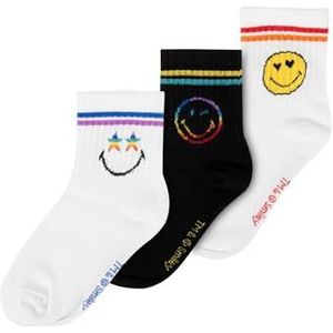 Smileyworld Smiley Sokken voor dames en heren, uniseks, sneakers, wit/zwart, verpakking van 3 stuks, wit/zwart, 43-46 EU