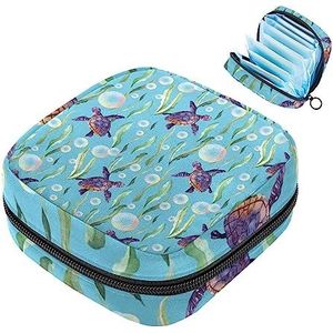 MUOOUM Schildpad Bubbles Koraal Maandverband Opbergtas Draagbare Menstruatie Tas voor Vrouwen Tiener Meisjes Menstruatie Cup Pouch Nursing Pad Houder