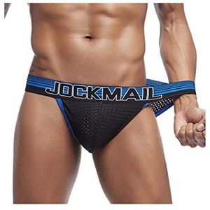 Sexy Mannen Slips Ijs Zijde Sexy Mannen Ondergoed Slips Ademend Slips Mannen Bikini Mannelijke Slipje Onderbroek, Blauw, L