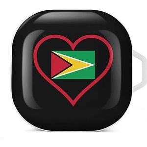I Love Guyana Rood Hart Oortelefoon Hoesje Compatibel met Galaxy Buds/Buds Pro Schokbestendig Hoofdtelefoon Case Cover Wit-Stijl