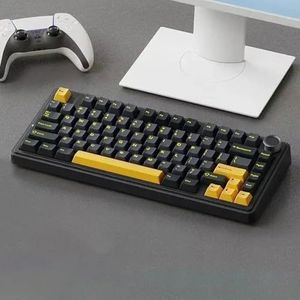 QPSJXN Tri-Mode Hot Swap RGB Backlit Mechanisch Toetsenbord F75 Reaper Halve Maan Accessoires Cadeau Compatibel Met Verschillende Apparaten (Zwart-Crescent Axis)