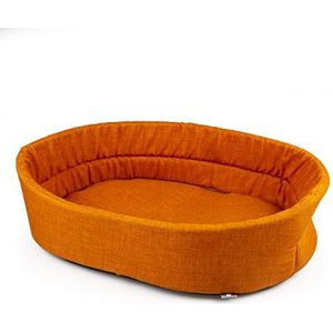 duvoplus, Dogrelax hondenkussen Velvet Tangerine, 40 x 25 x 13 cm, oranje, gewatteerd, wasbaar op 30 °C, elegant design, geschikt voor de mand, comfortabele positie