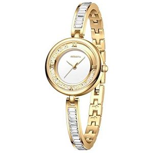 JewelryWe Dameshorloge elegant analoog kwarts polshorloge dames klein eenvoudig zakelijk casual horloge met metalen armband roségoud/zilver, 1-goud