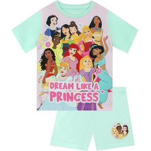 Disney Prinsessen Pyjama Meisje, Zomer Pyjama Set Korte Mouwen, Ariel Cinderella Belle Jasmine Kinderpyjama, Groen 122