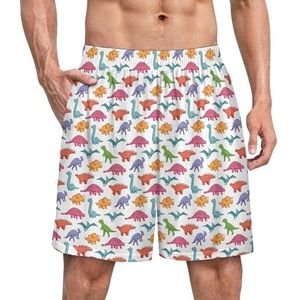 Leuke dinosaurus grappige pyjama shorts voor mannen pyjamabroek heren nachtkleding met zakken zacht