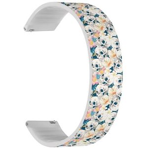 Solo Loop band compatibel met Garmin Forerunner 165/165 Music, Forerunner 35/45/45S (Skull Hibiscus Flowers) Quick-Release 20 mm rekbare siliconen band band accessoire, Siliconen, Geen edelsteen