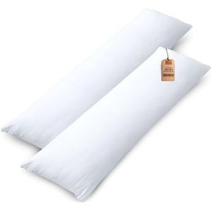 NatureMark 2-pack jersey kussensloop kussenslopen zijslaper hoofdkussen nekkussen vele maten en kleuren OEKO-TEX (40 x 145 cm (zijslaper / zoogkussensloop), wit)