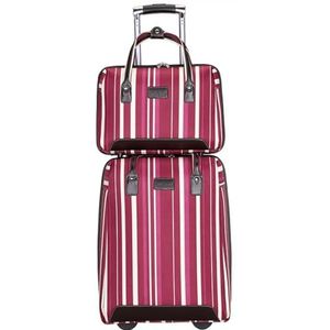 Trolley Case Koffer Oxford Stoffen Bagage Slijtvast Codeslot Bagagekoffer Streep 2-delige Trolleykoffer Bagage Lichtgewicht (Color : A, Size : 2 piece)