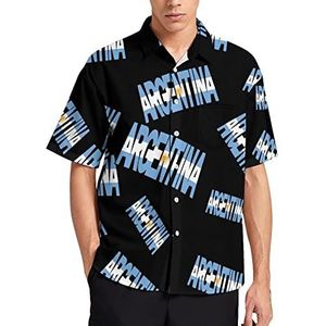 Argentinië tekst vlag zomer heren shirts casual korte mouw button down blouse strand top met zak S