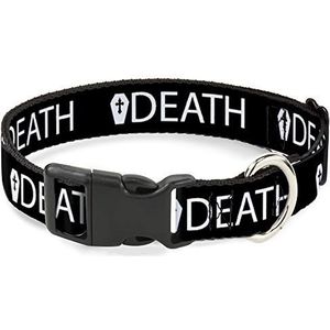 Buckle-Down Kunststof Clip Kraag - DEATH/Coffin Zwart/Wit