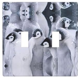 ZhaoYuGoods Leuke Pinguïn Print Muurplaat, Dubbele Toggle Lichtschakelaar Outlet Cover 2-Gang 11,4 cm x 11,4 cm, PC Decoratieve Voorplaat voor Thuis & Kantoor