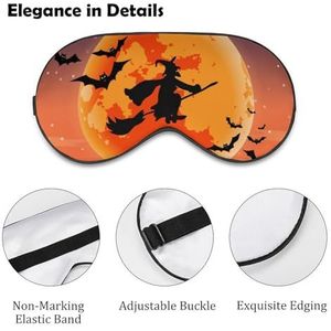 Silhouet Halloween nacht heks vliegend slaapmasker met verstelbare riem, comfortabel zacht oogmasker slaaphulp, lichtblokkerende oogmaskers