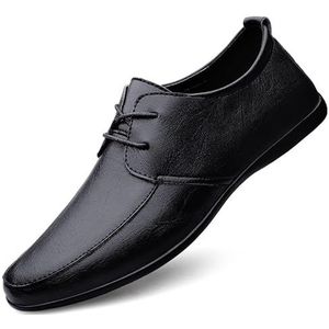 Oxford schoenen for heren met veters, ronde neus, effen kleur, veganistisch leer, antislip, antislip rubberen zool, antislip lage top, bruiloft (Color : Black, Size : 37 EU)