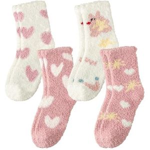 PYSEOSISE Zachte Sokken, 4 Paar Dames Knuffelsokken, Ademend Coral Fleece Wintersokken Slaapsokken Huissokken voor Winter Dames 32-38