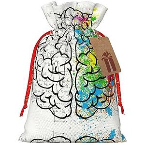 Geometrie Brain Afbeelding Met Wetenschap Print Vakantie Trekkoord Geschenkzakken, Inpakzakken Zakken Xmas Cadeaus (Medium Klein)