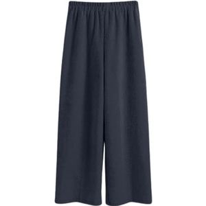 Smbcgdm Casual wijde pijpen broek losse elastische taille broek vrouwen polyester zachte comfortabele broek met voor werk zwart 2XL