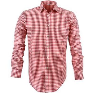 TR Martha Klederdrachthemd voor heren, Oktoberfest, hemd, outfit, geruit hemd, rood, klederdrachthemd, vrijetijdshemd, lange mouwen, ruithemd, katoen, S-3XL, rood, M