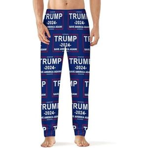 Trump 2024 Save America Again Heren Pyjama Broek Zachte Lounge Bottoms Met Pocket Slaap Broek Loungewear