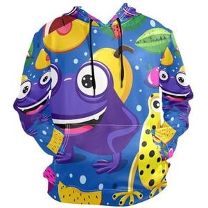 KAAVIYO Leuke Cartoon Gele Kikker Hoodie Hooded Atletische Sweatshirts 3D Print Hoodies voor Meisje Jongen Mannen (Gezondheid Stof), Patroon, L