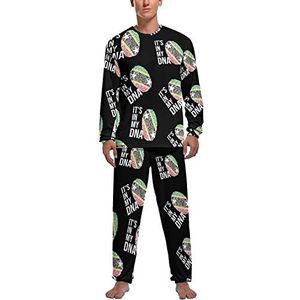 It's In My DNA Saint Kitts en Nevis vlag zachte heren pyjama set comfortabele lange mouwen loungewear top en broek geschenken XL
