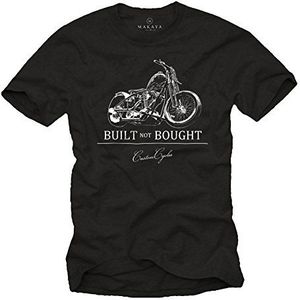 MAKAYA Motorkleding voor Mannen - T-Shirt voor Heren met Tekst Motorfiets Biker Motief Zwart L
