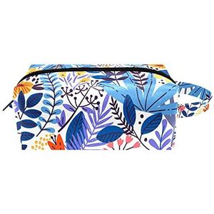 Vrouwen Opknoping Toilettas Blauw Tropische Bladeren Patroon Cosmetische Organizer Pouch Meisje Draagbare Make-up Tassen