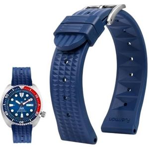 20mm 22mm rubberen horlogeband geschikt for Seiko IWC Citizen wafelband armbanden mode universele heren duiker siliconen sporthorlogeband (Color : Blue-silver, Size : 20mm)